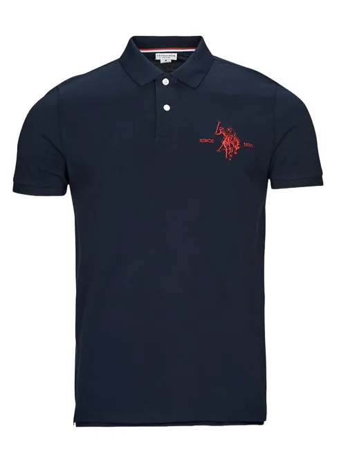 U.S. Polo Assn Polo da uomo manica corta con retrocollo a contrasto Kory 41029 65084 179 blu Athletic Cut Layered Collar Structure