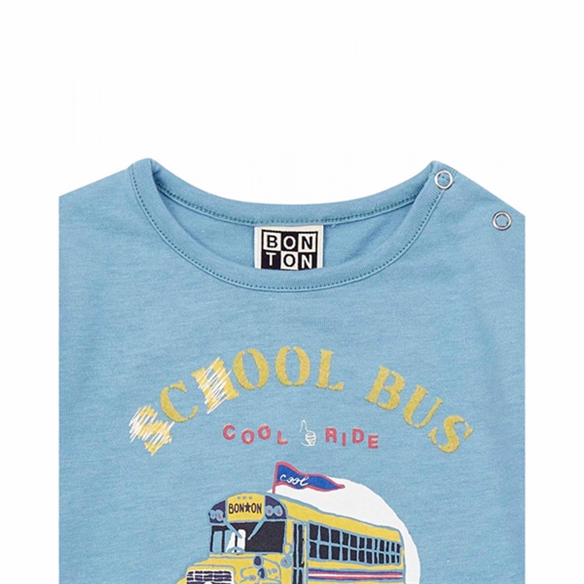 BONTON Schoolbus Bluse Blue Denim Blend Multi Layer Stitching