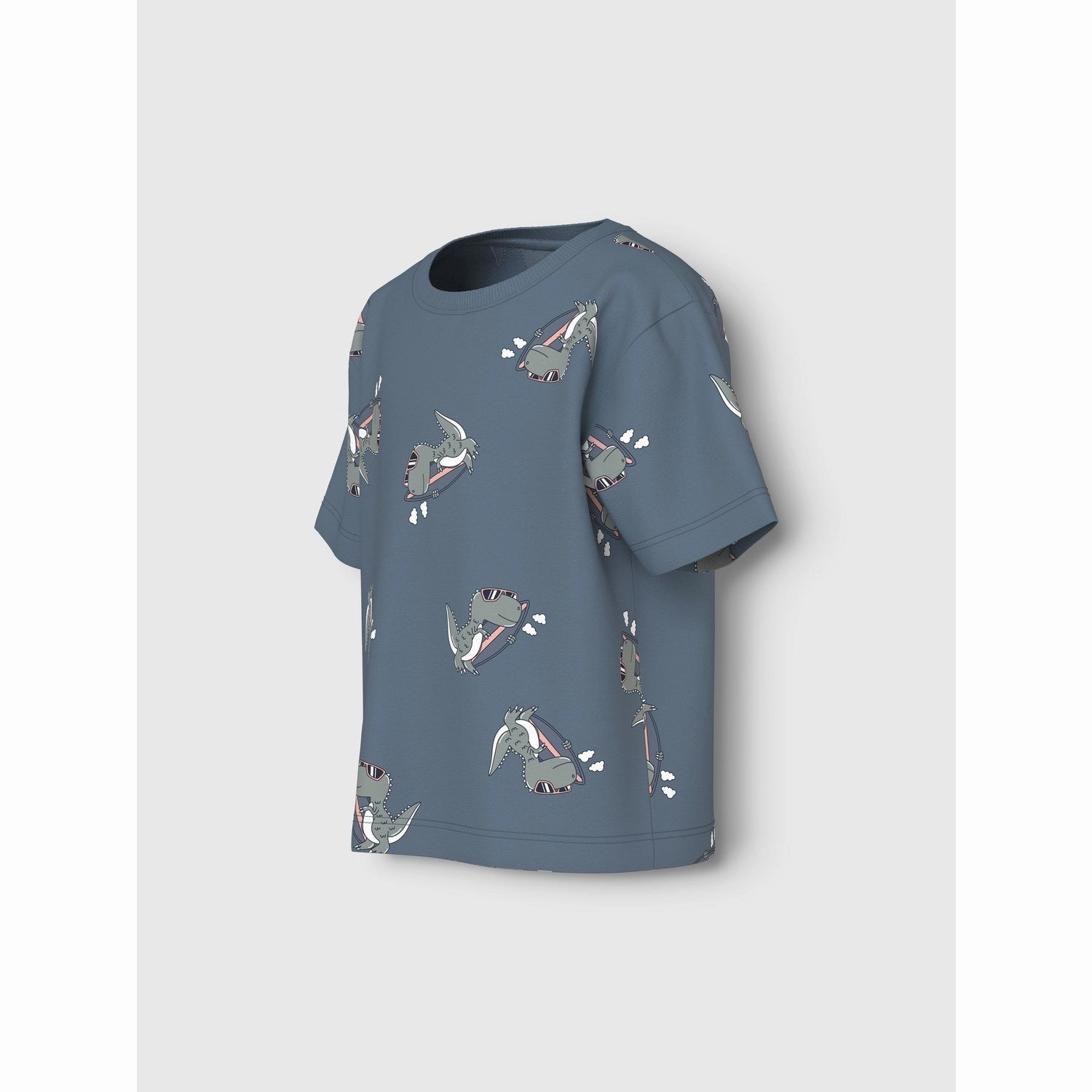 Name It Blue Mirage Dino Surf Valther Regular T-Shirt Ribbed Neckline Outdoor Comfort