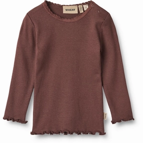 Casual Elegance Petite Cut Wheat Eggplant Rib Blouse Reese