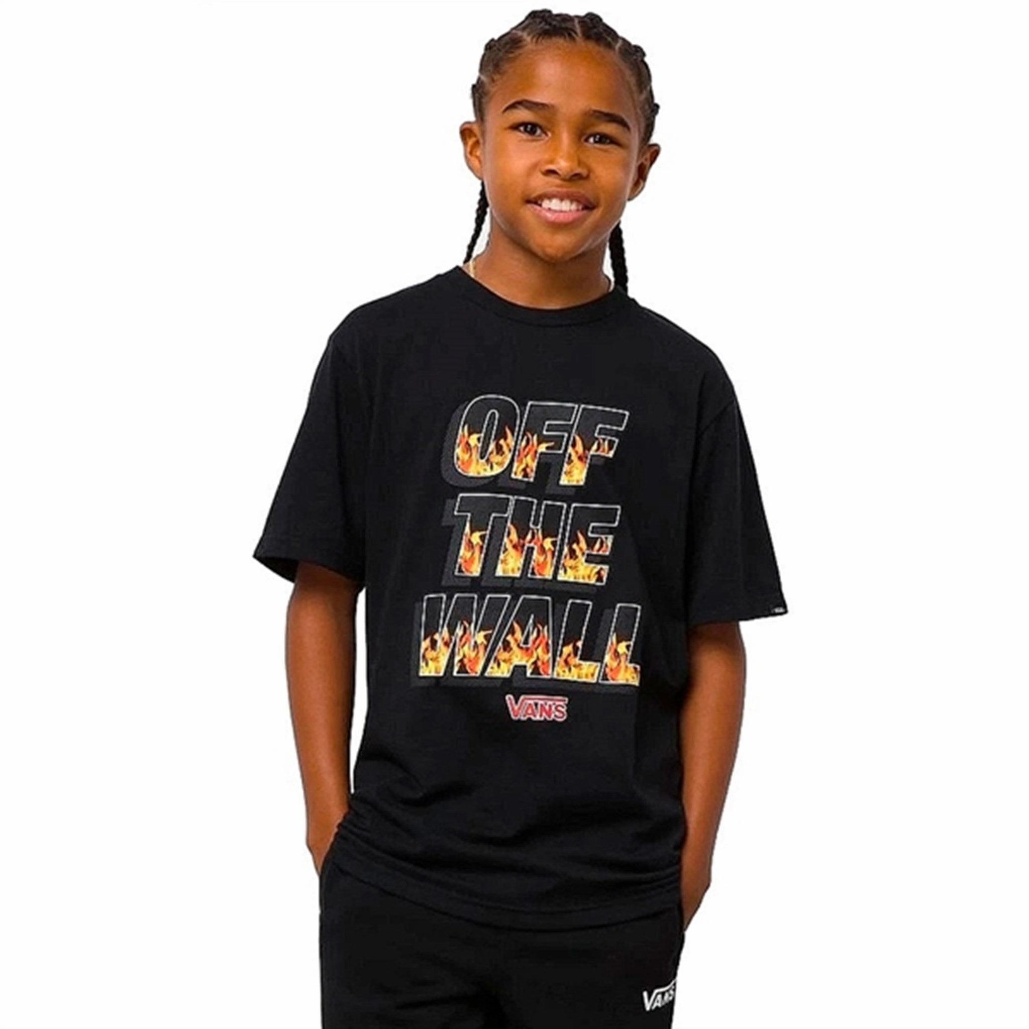 Organic Cotton Blend VANS Digi Flames T-Shirt Black