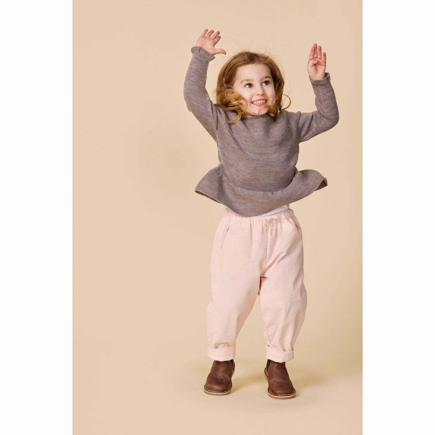 Copenhagen Colors Natural Melange Merino Knit Blouse With Frill Classy Detail