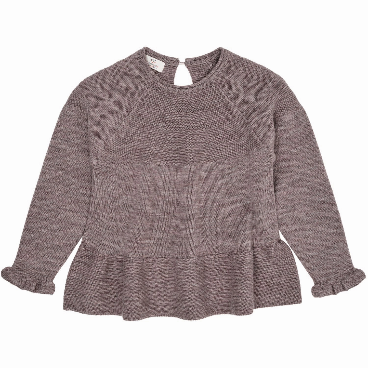 Soft Touch Fabric Holiday Style Copenhagen Colors Natural Melange Merino Knit Blouse With Frill