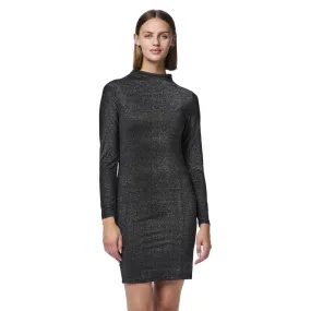 Elegant Vibe Pieces vestito aderente a maniche lunghe glitter da donna 17151155 nero-argento