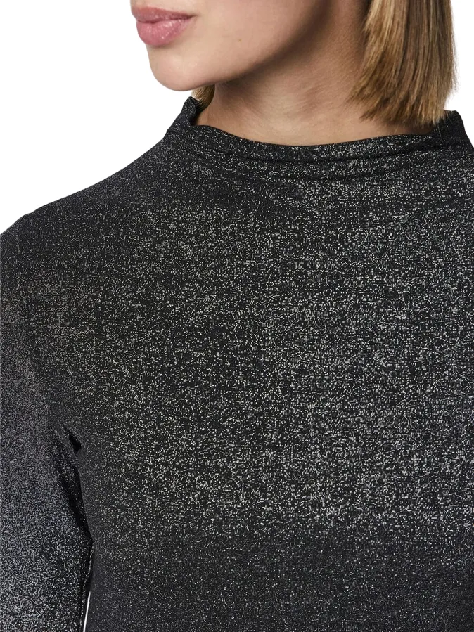 Refined Presence Pieces vestito aderente a maniche lunghe glitter da donna 17151155 nero-argento