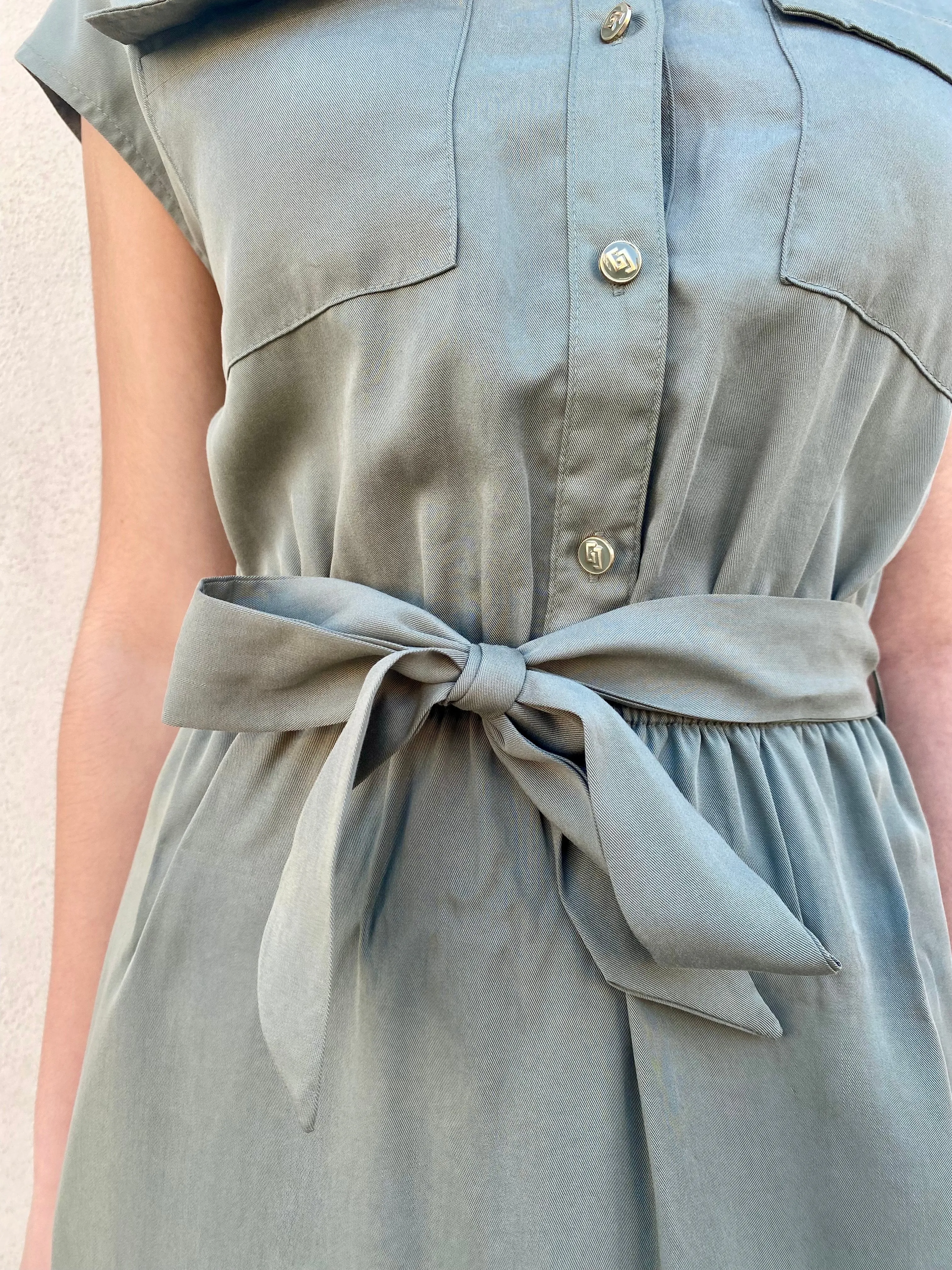 Gaud?? abito lungo da donna con elastico in vita 511BD15003 2526 verde travel mode