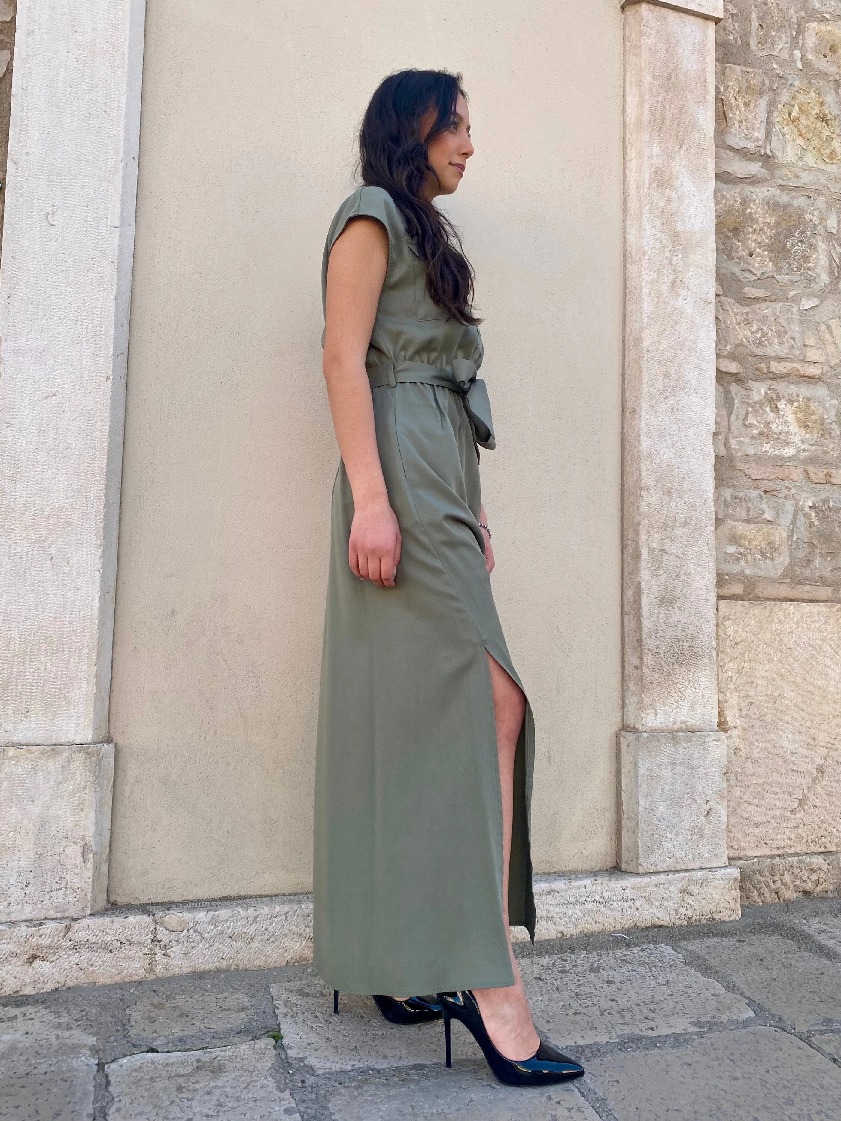 Chic Fit Wear Cozy Base Gaud?? abito lungo da donna con elastico in vita 511BD15003 2526 verde