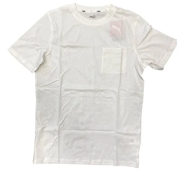 Puma maglietta manica corta da uomo con taschino Modern Basic 848442 02 bianco Effortless Wear Non-toxic