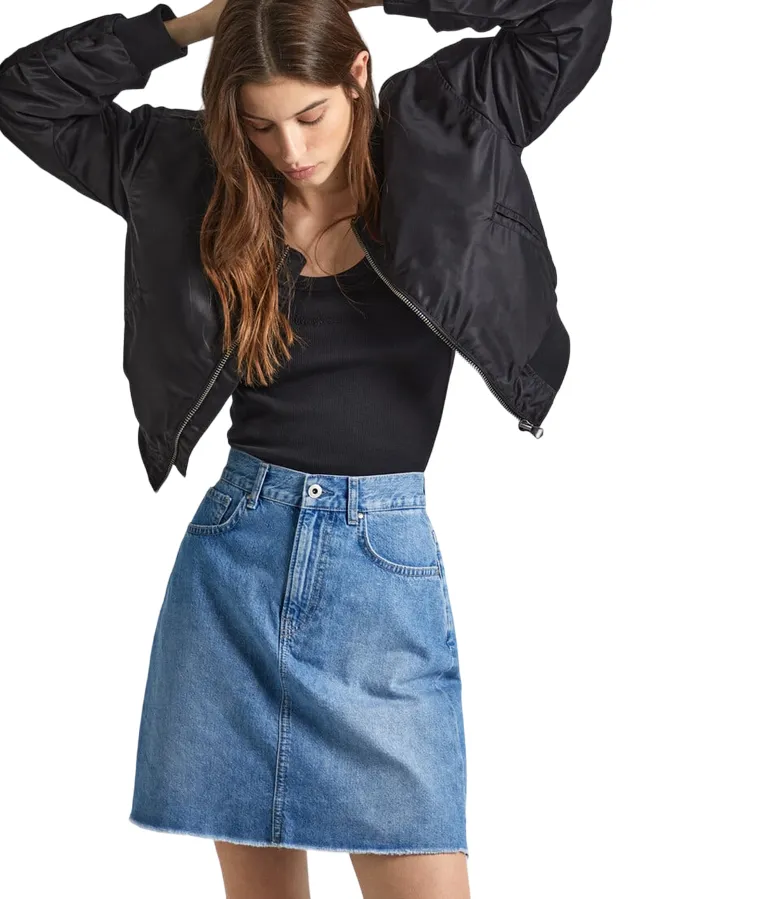 Pepe Jeans minigonna da donna in denim HW PL901124MN9 blu medio Wardrobe Essential