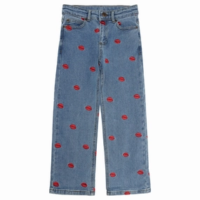 The New Medium Blue Lips Wide Jeans Always Needed