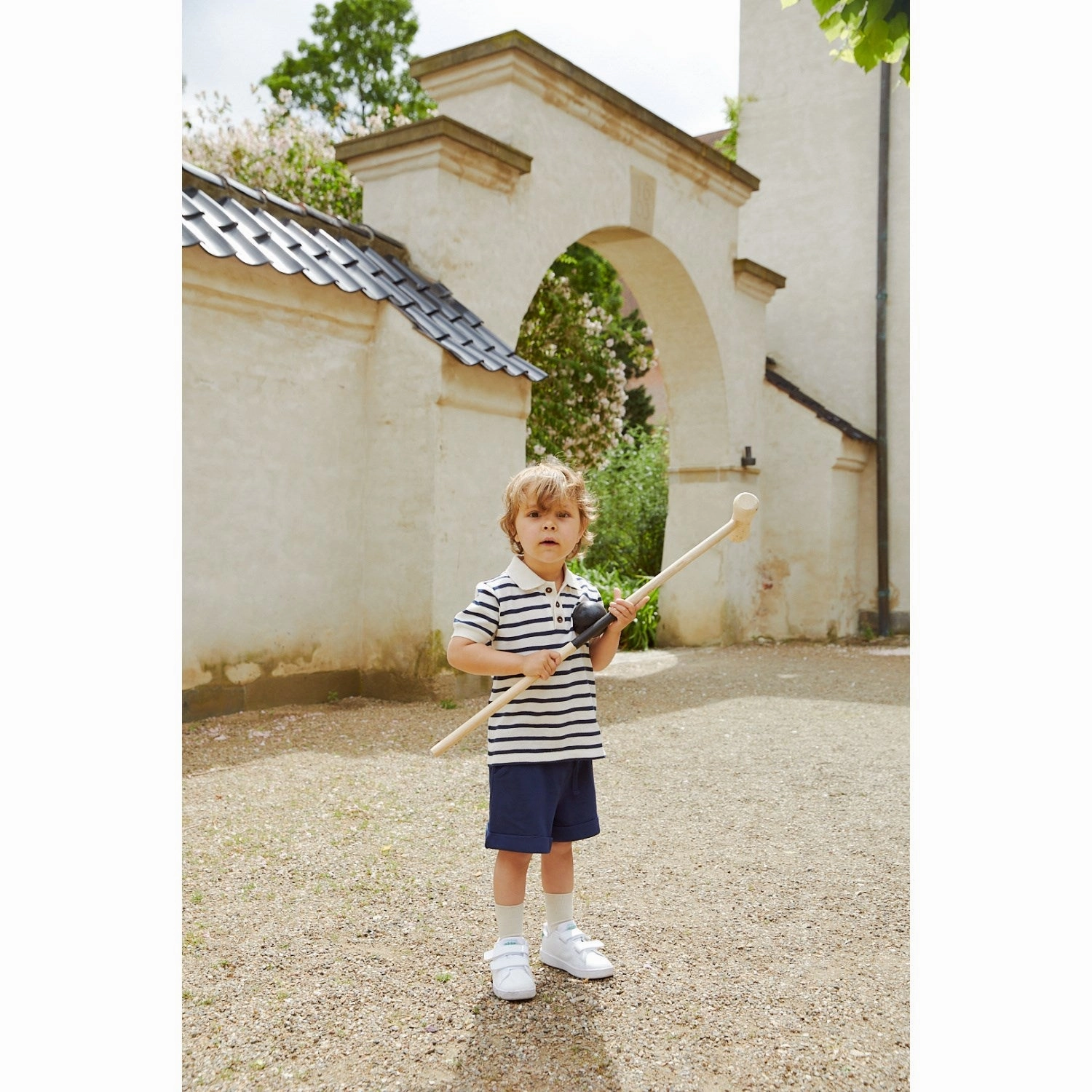 COPENHAGEN COLORS Navy Stripe Pique Stripe Poloshirt Business Ready Dimensional Stability Weave