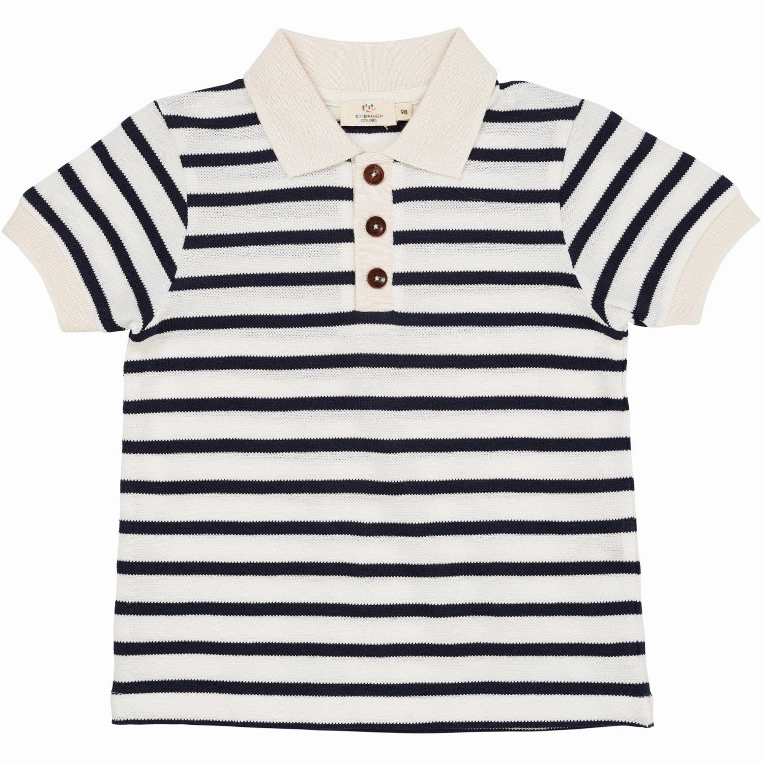 COPENHAGEN COLORS Navy Stripe Pique Stripe Poloshirt Golf Apparel Bound Seam Finish