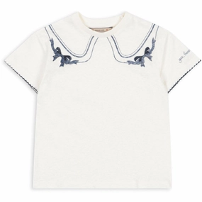 Konges Sl?jd Off White/Bow Collar Era Tee Ocs Sublimation Resistant Fabric Collared