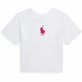 Polo Ralph Lauren Girls T-Shirt White W/ Pink Pp Breathable apparel Chill Comfort