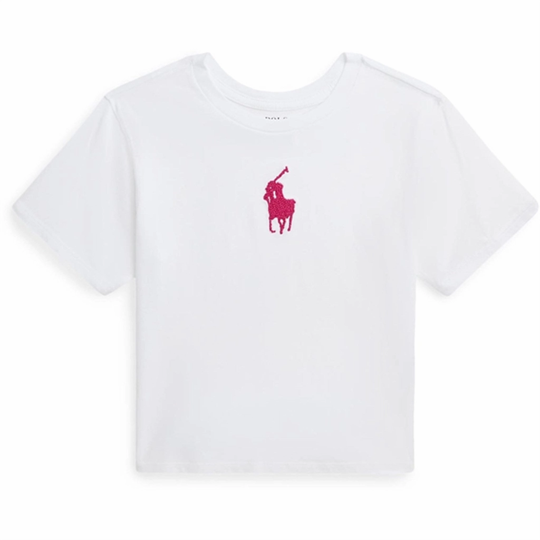 Polo Ralph Lauren Girls T-Shirt White W/ Pink Pp Cool Design Sporty Top