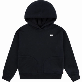 Cool Weather Wear Runway Inspired Levi's BLACK Chest Hit Pullover Hoodie