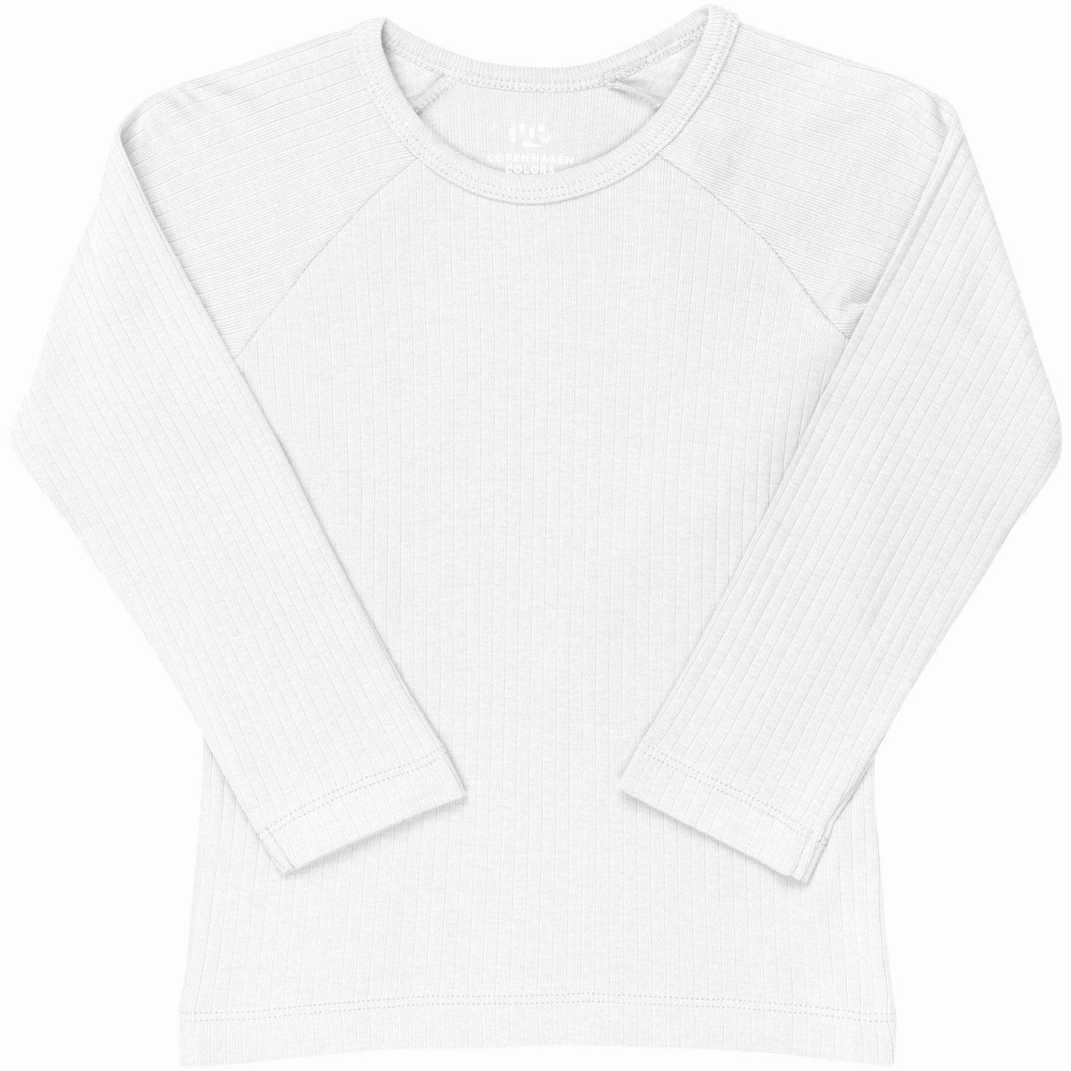 COPENHAGEN COLORS White Rib Jersey Classic Longsleeve Blouse Inner Layer