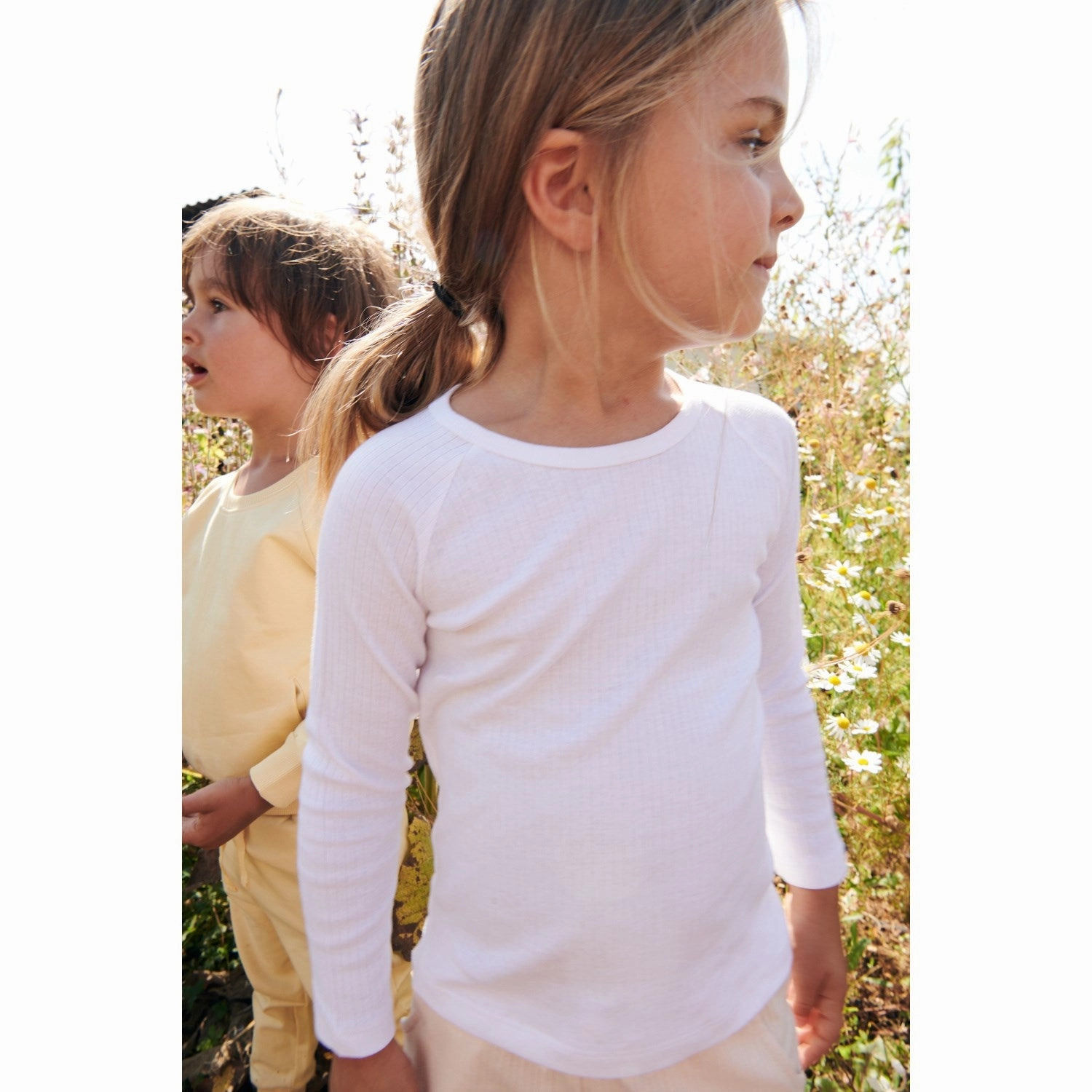 Embroidered Logo Moisture Management Tech COPENHAGEN COLORS White Rib Jersey Classic Longsleeve Blouse