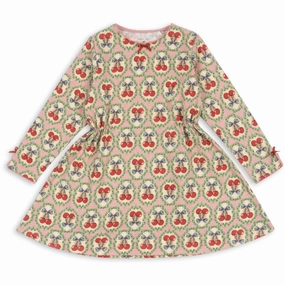 Konges Sl?jd Cherry Bow Drey Dress Gots Mesh-Sleeve Timeless Touch