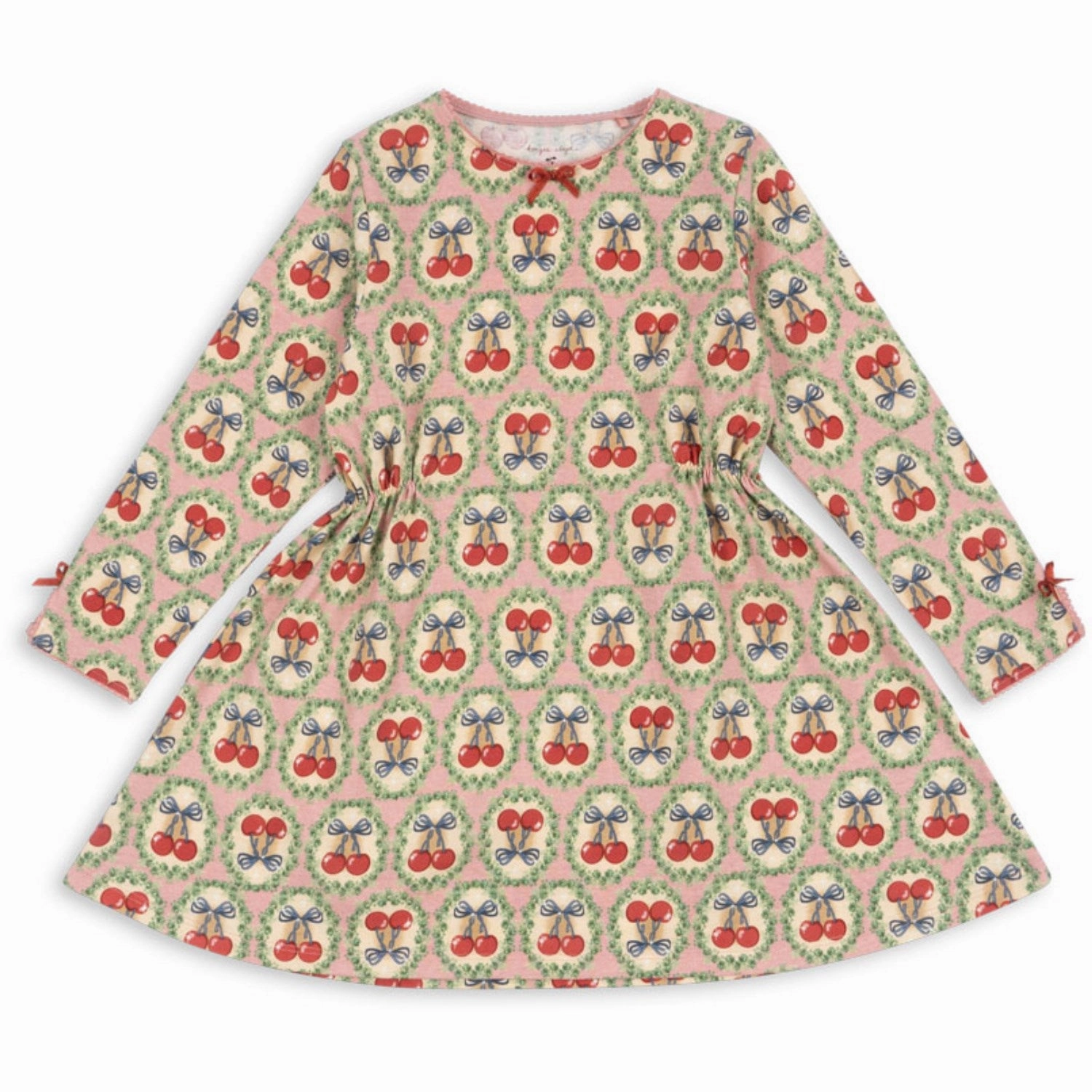 Konges Sl?jd Cherry Bow Drey Dress Gots Mesh-Sleeve Timeless Touch