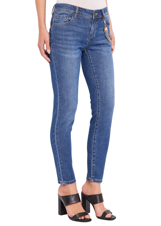 Loose cut Sweat Wicking Lining Gaud?? pantalone jeans da donna Kelly 411BD26015 blu medio