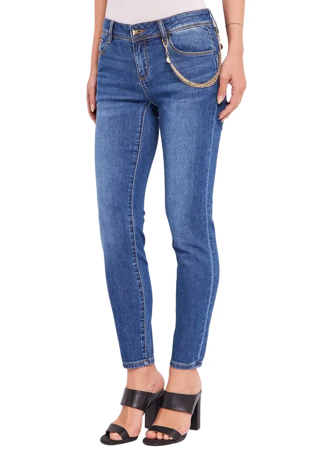 Gaud?? pantalone jeans da donna Kelly 411BD26015 blu medio Casual Vibes