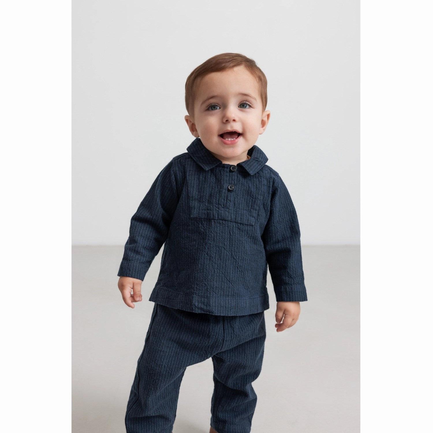 All-Season Wear Edgy style MarMar Chambray Dark Blue Stripe Tovas Blouse