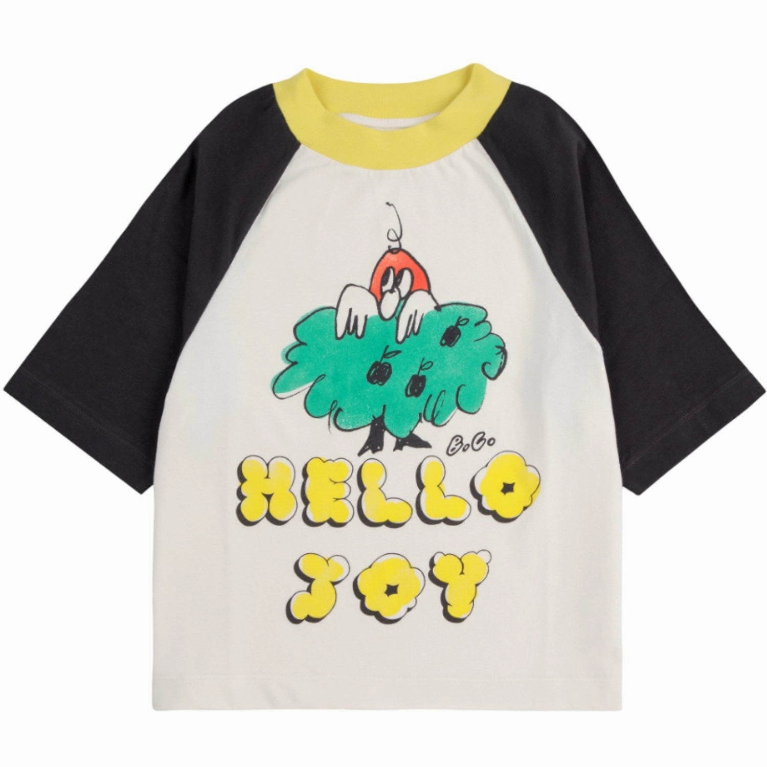 Bobo Choses Offwhite Hello Joy Ranglan Sleeves T-Shirt short sleeved Sustainable