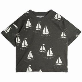Mini Rodini Grey Sailing Boats AOP T-Shirt Fun and Playful Weekend Comfort