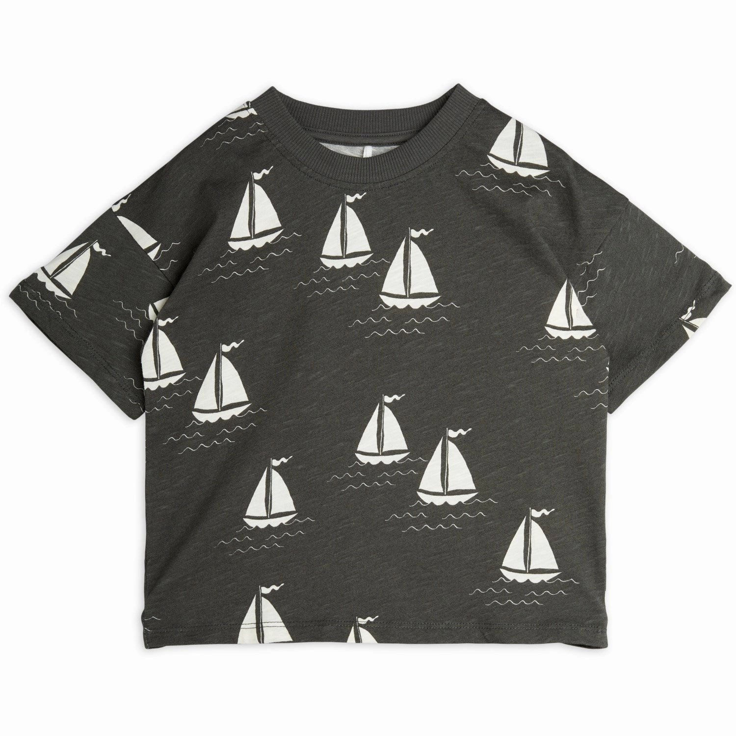 Mini Rodini Grey Sailing Boats AOP T-Shirt Fun and Playful Weekend Comfort