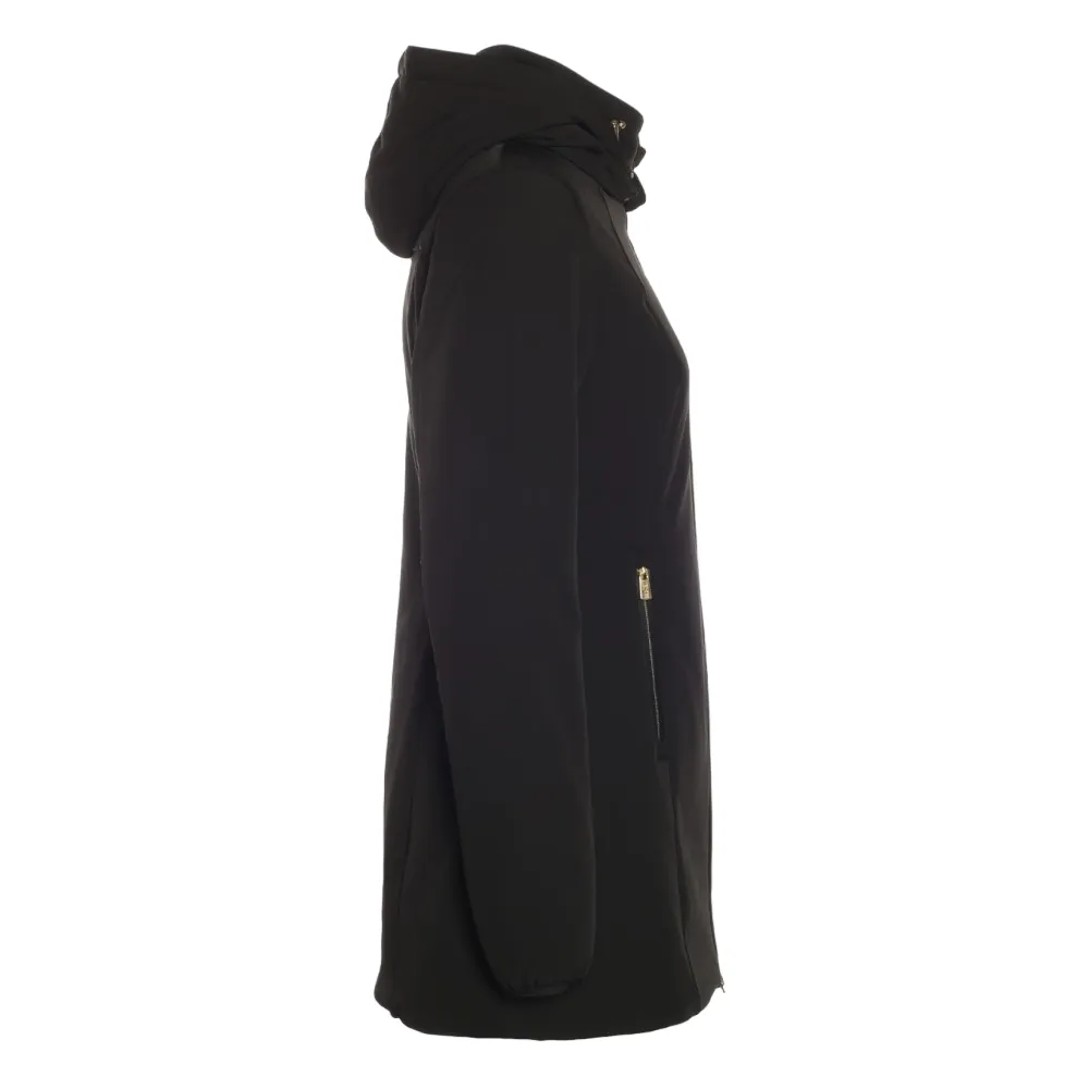 Reinforced Hem Yes Zee cappotto da donna con cappuccio e trapunta O047 L300 0801 nero