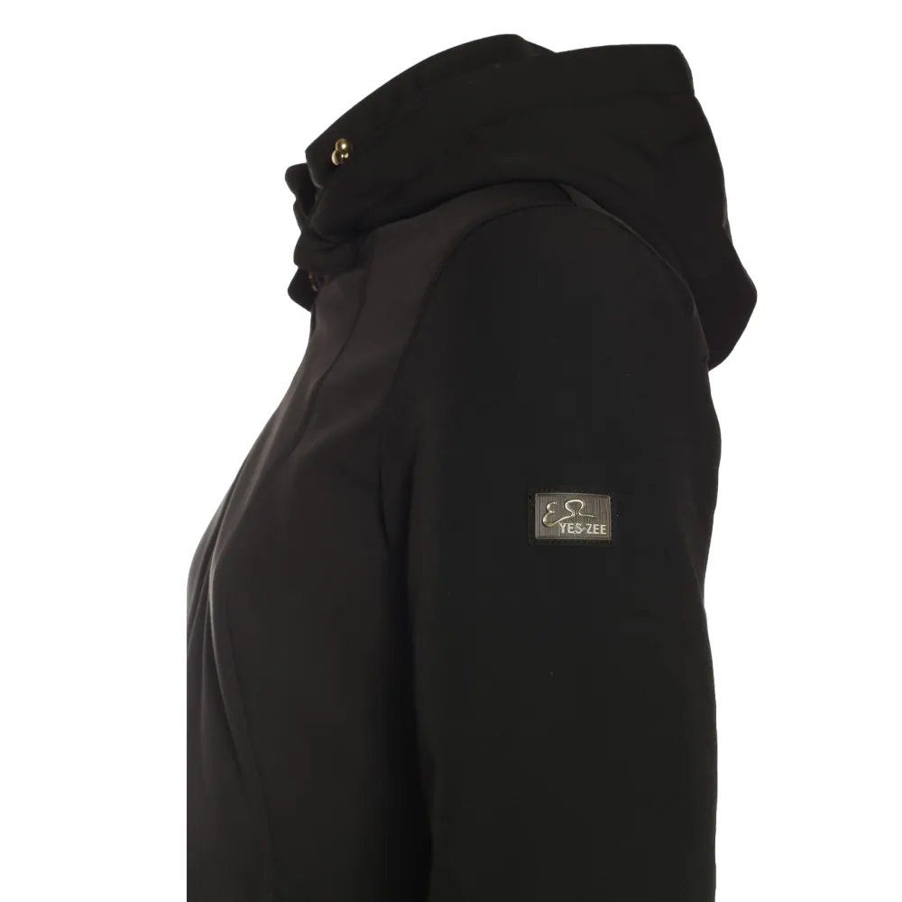 Yes Zee cappotto da donna con cappuccio e trapunta O047 L300 0801 nero suitable for dance competitions