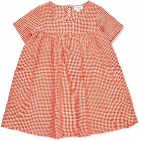Mesh-Sleeve Lalaby Cherry Check Roberta Dress