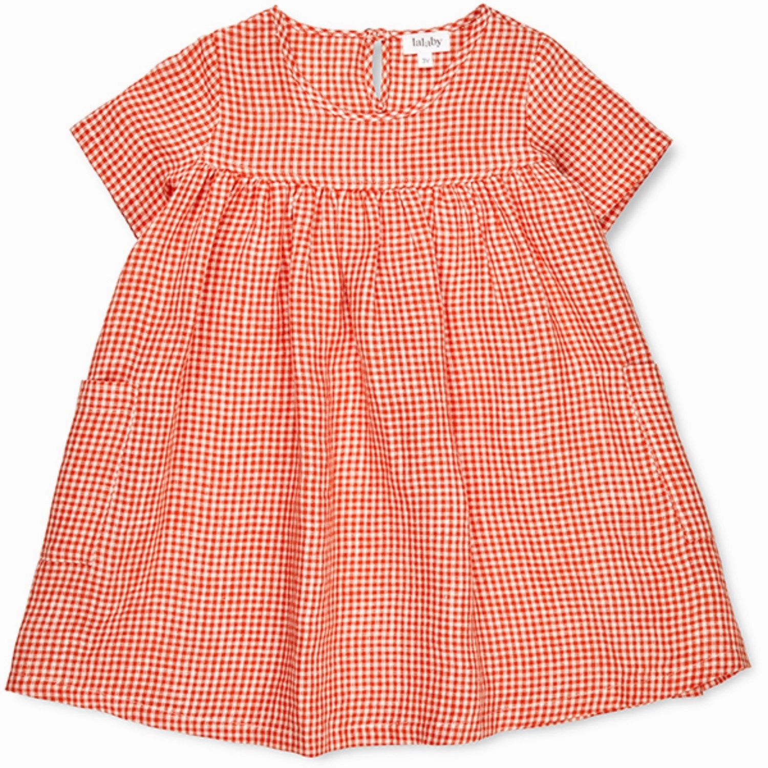 Mesh-Sleeve Lalaby Cherry Check Roberta Dress