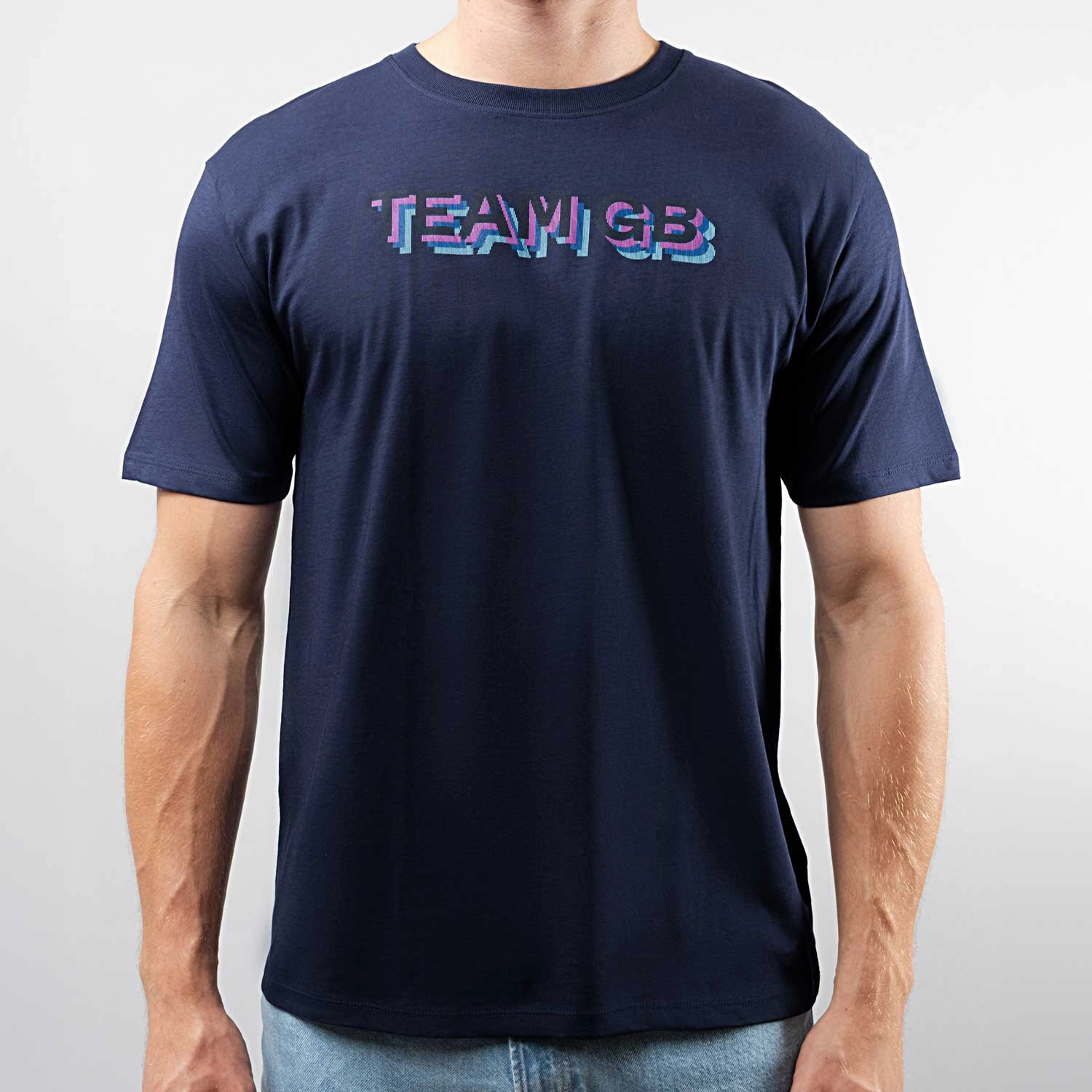 RelaxedFit Adult Team GB Stacked Text T-Shirt  - Navy