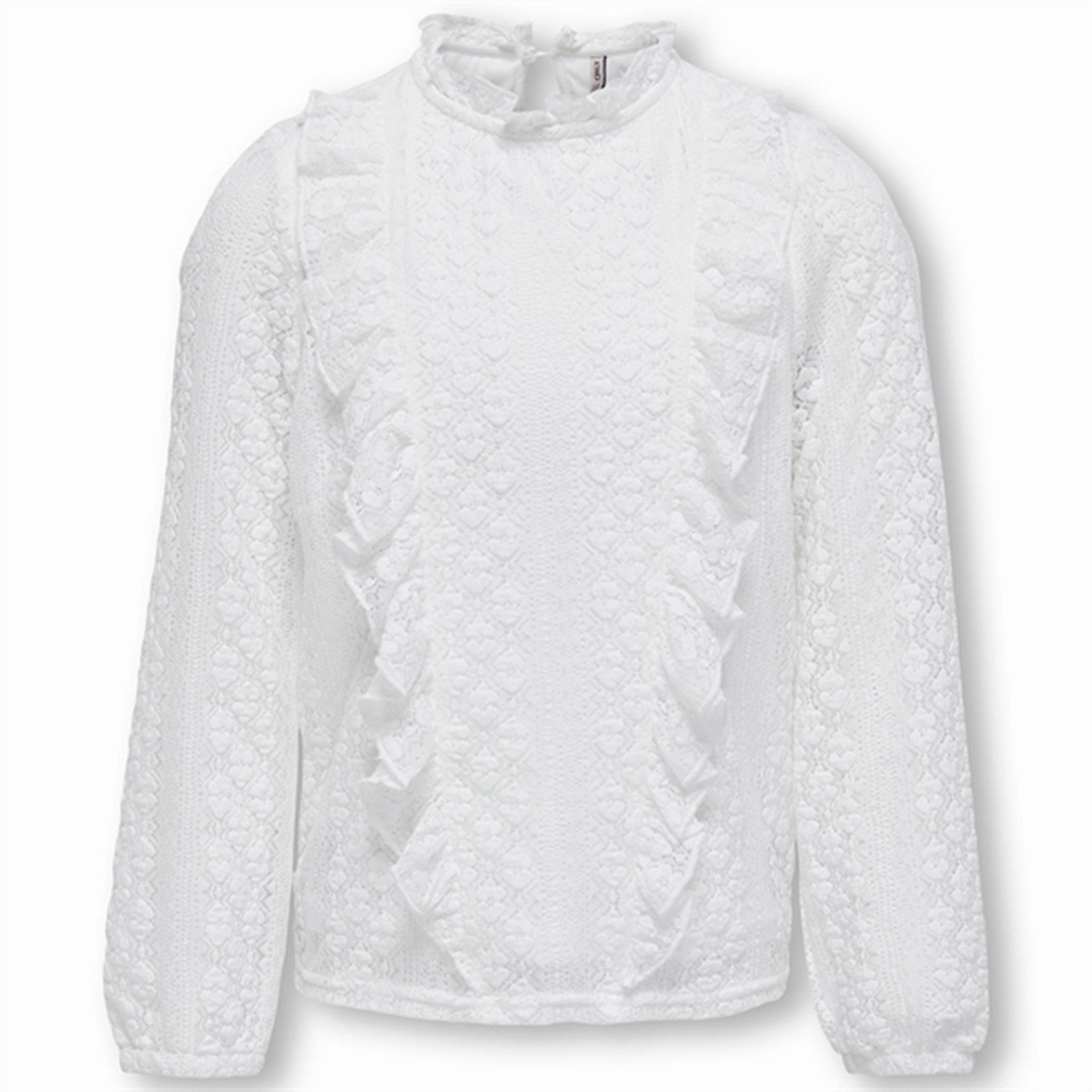 Kids ONLY Cloud Dancer Aya Frill Lace Blouse Comfort Stretch Weekend Outfit