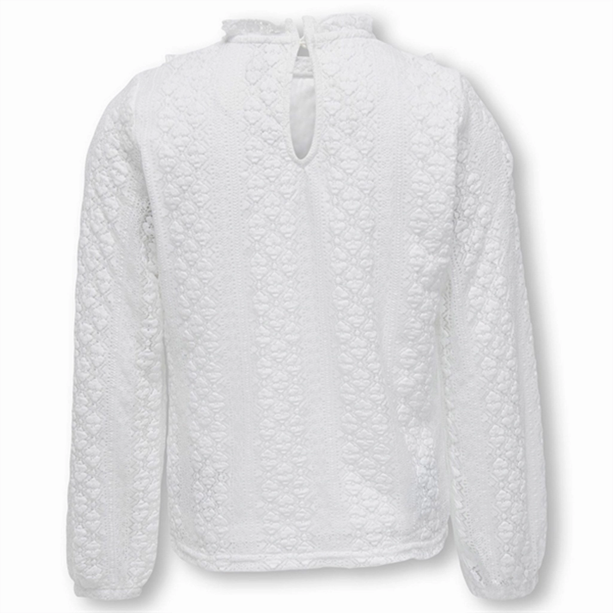 Non Iron Adjustable Cuff Closure Kids ONLY Cloud Dancer Aya Frill Lace Blouse