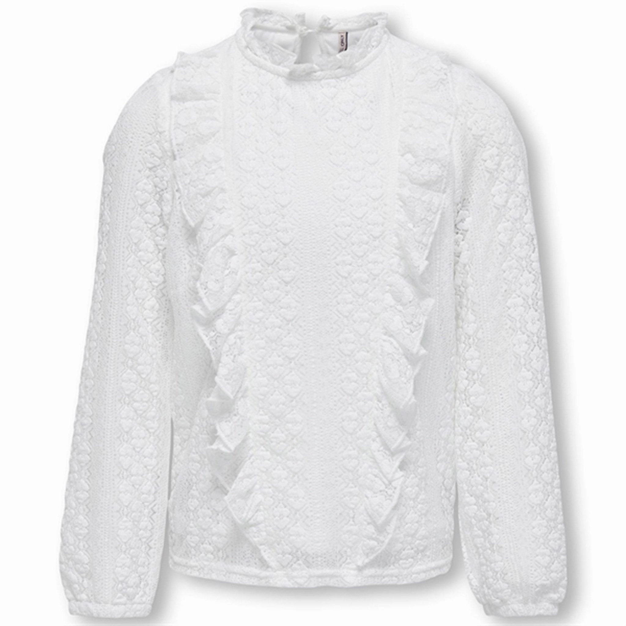 Runway Inspired Gender Neutral Kids ONLY Cloud Dancer Aya Frill Lace Blouse