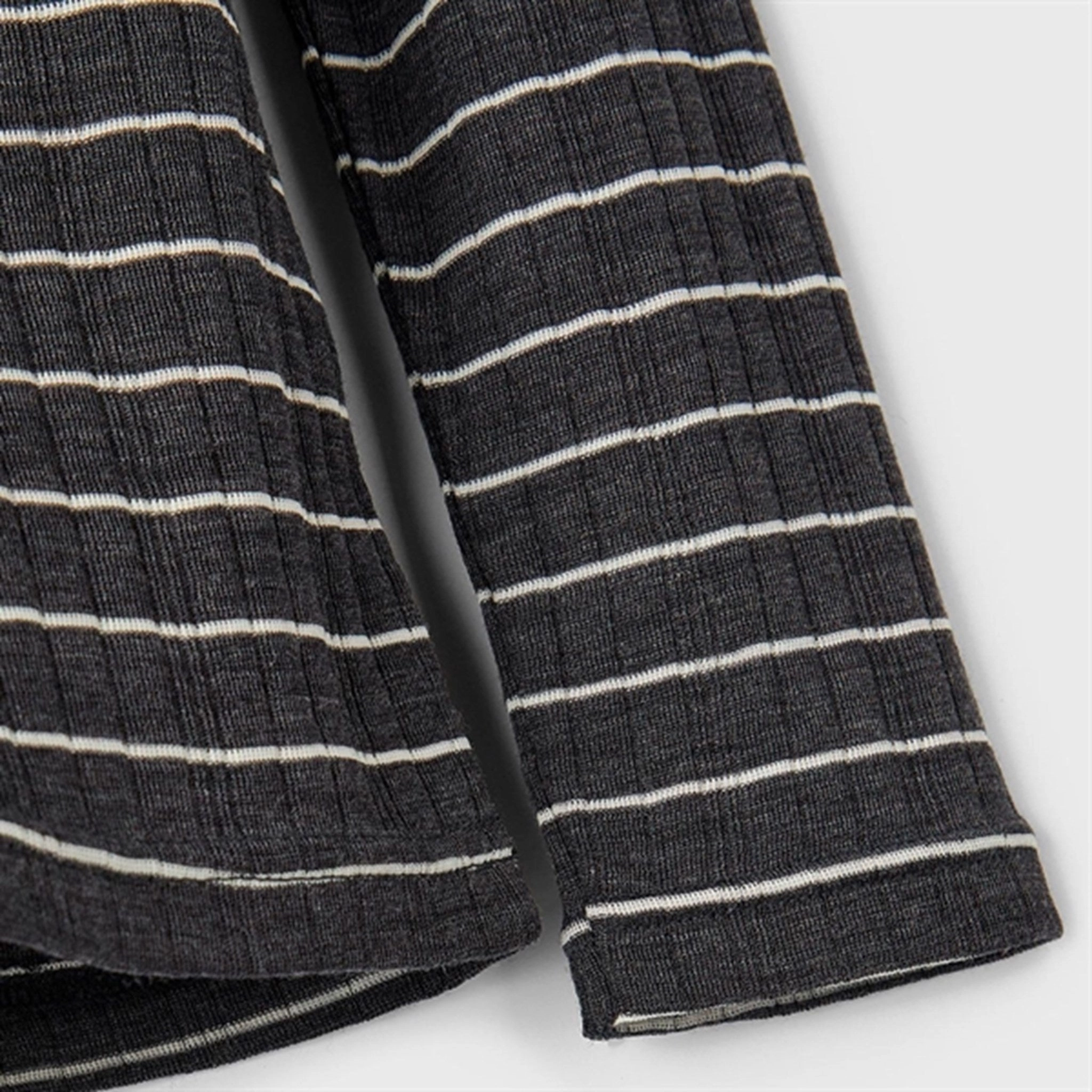 Name it Blue Graphite Stripes Wang Wool Needle Stripe Blouse Hidden Placket Snug fit