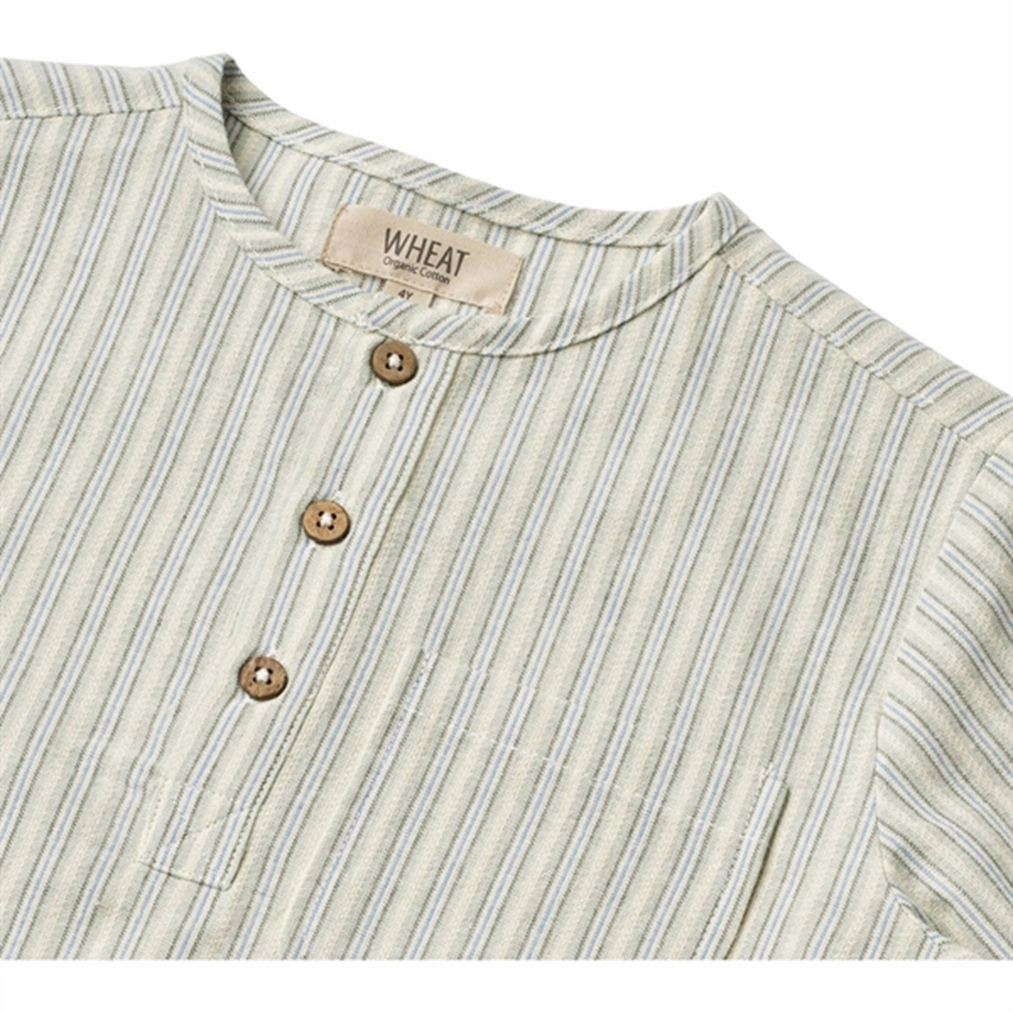 Wheat Aquablue Stripe Shirt Bj?rk Smooth Zipper Design