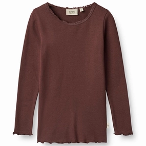High-End Finish Wheat Aubergine Reese Rib Blouse