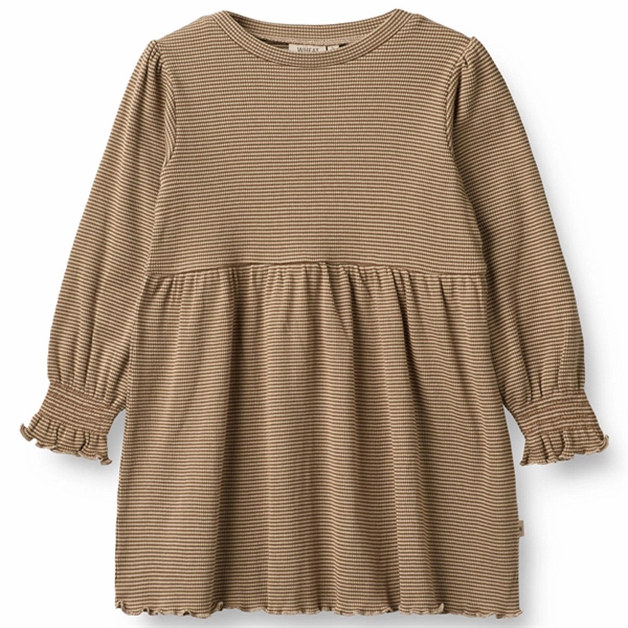 Bohemian style Drawstring-Closure Wheat Beige Rib Stripe Eliane Jersey Dress