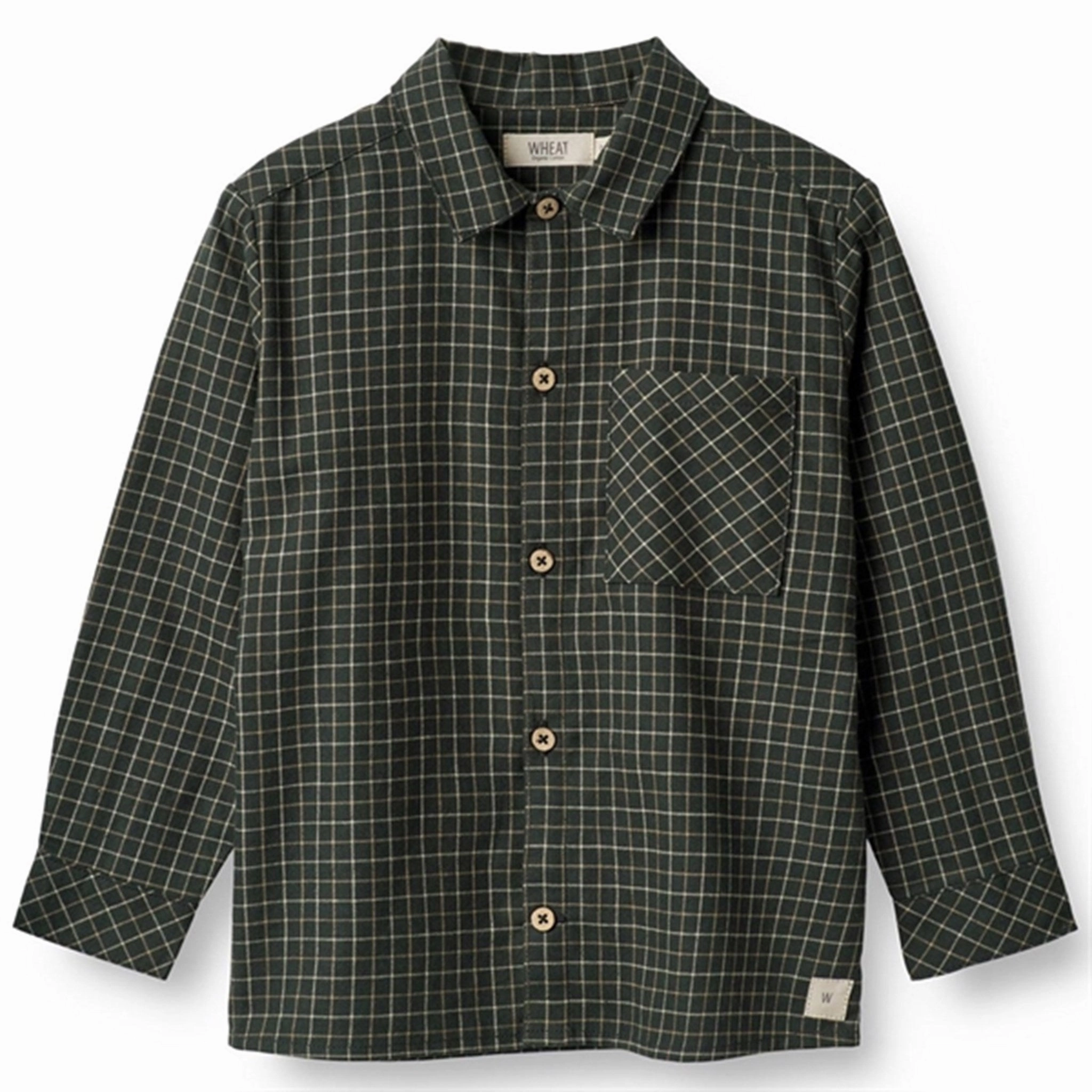 Wheat Black Coal Check Shirt Oscar Pure Cotton