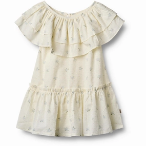 Trendy Vibes Unique Print Wheat Blue Flowers Dress Bitten