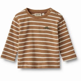 Wheat Caramel Stripe Blouse Dustin Quick Release Cuffs Refined Aesthetic