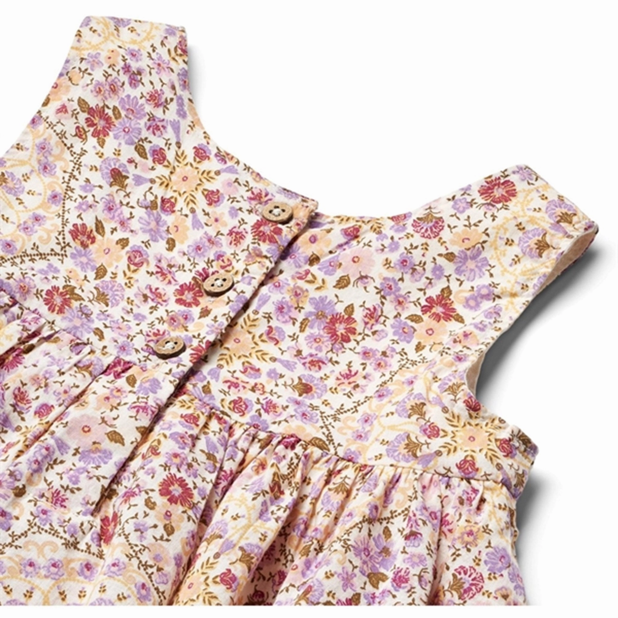 Front-Zip Wheat Carousels And Flowers Pinafore Wrinkles Dress Sienna