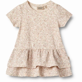 Wheat Cream Flower Meadow Jersey Dress Johanna Perfect for Layering