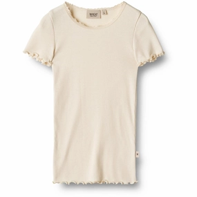 Perfect for Any Outfit Layered Shoulder Design Wheat Cream Rib T-shirt Katie