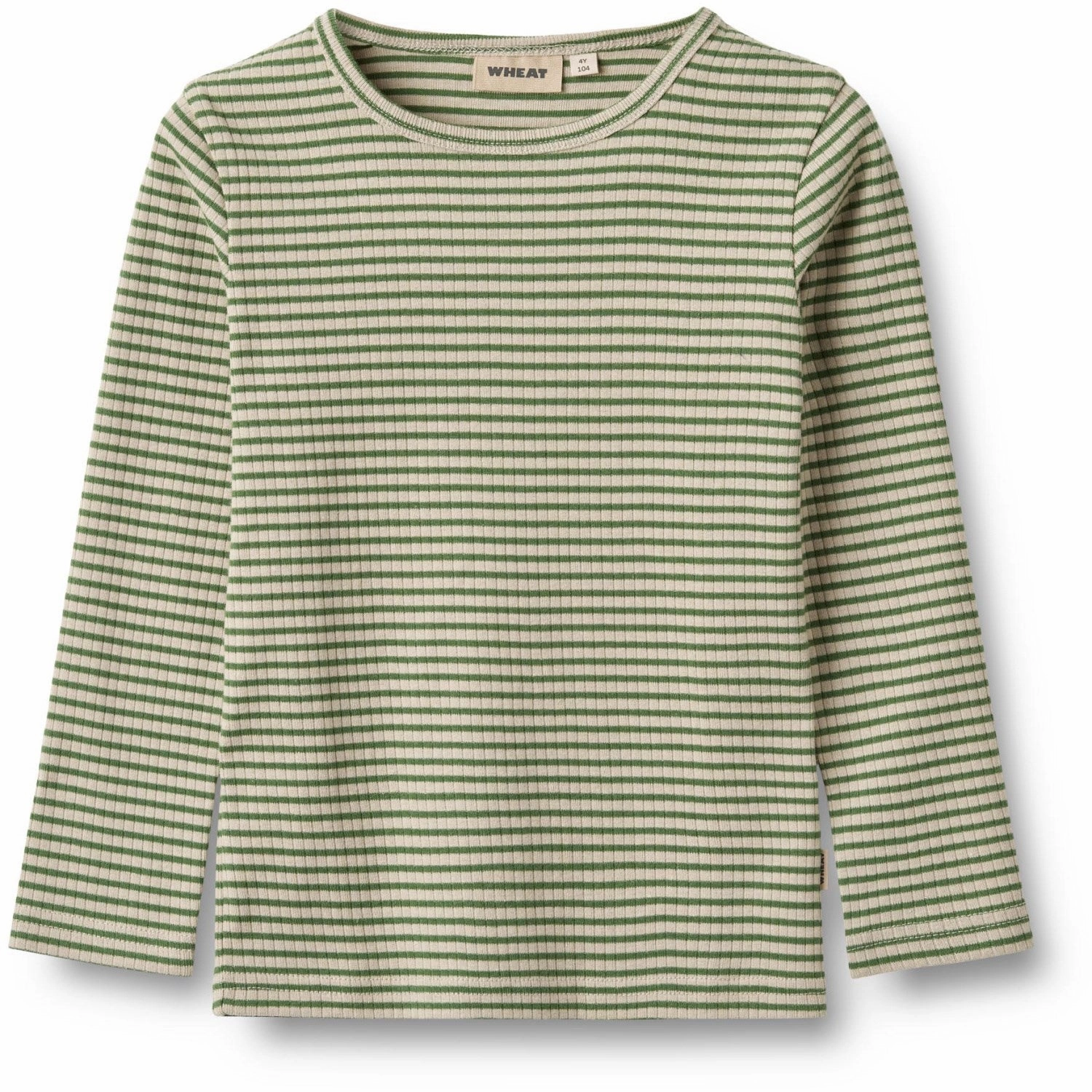 Embellished Neckline Wheat Elm Green Stripe Blouse Stig