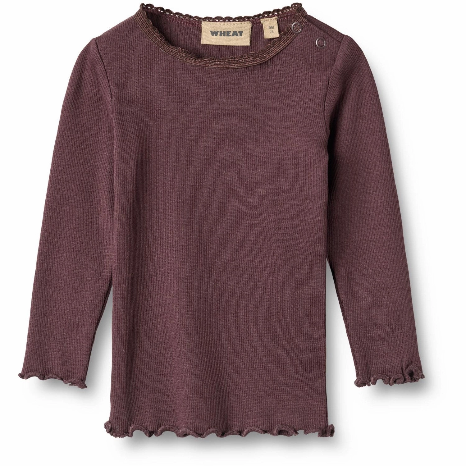 Wheat Fudge Rib Blouse Reese Tagless Design Micro Perforated Texture